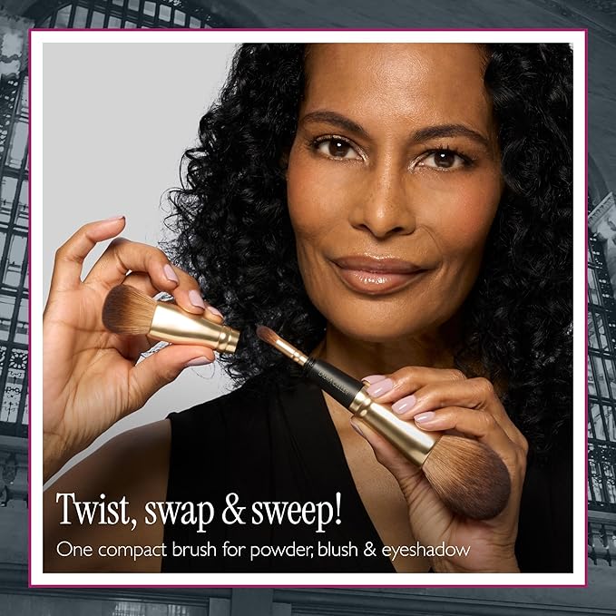 LAURA GELLER NEW YORK Geller To-Go 4-in-1 Travel Makeup Brushes - Interchangable Portable Makeup Brush for Travel - Includes Face and Eyeshadow Brushes for Makeup On the Go