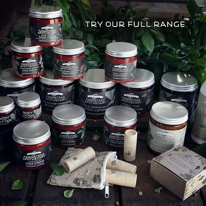 Farmstead Apothecary 100% Natural Anti-Aging Face Cream with Jojoba Oil, 4 oz (Rose Water)