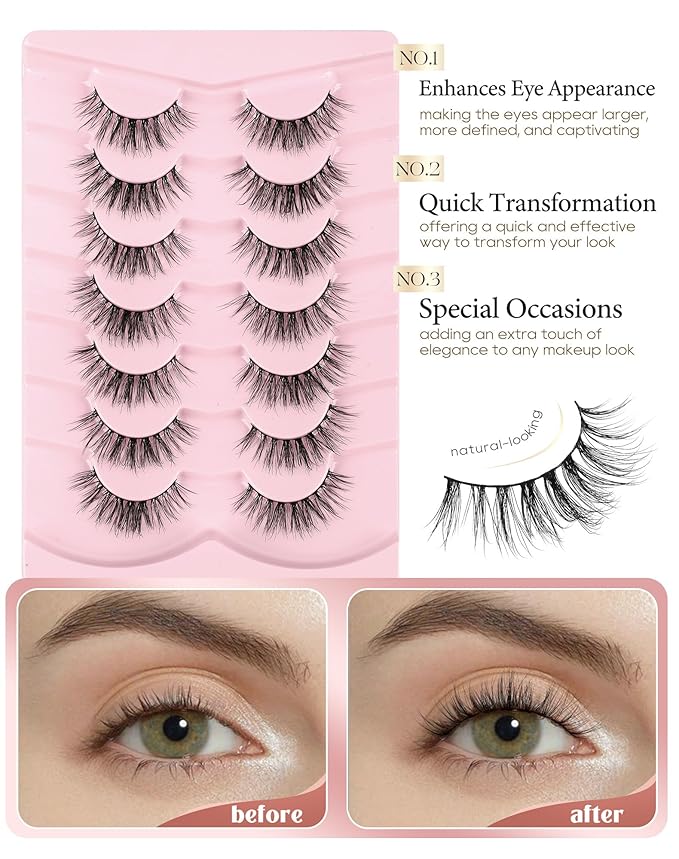 Onlyall Wispy Lashes Natural Flared False Eyelashes Fake Lashes DK82