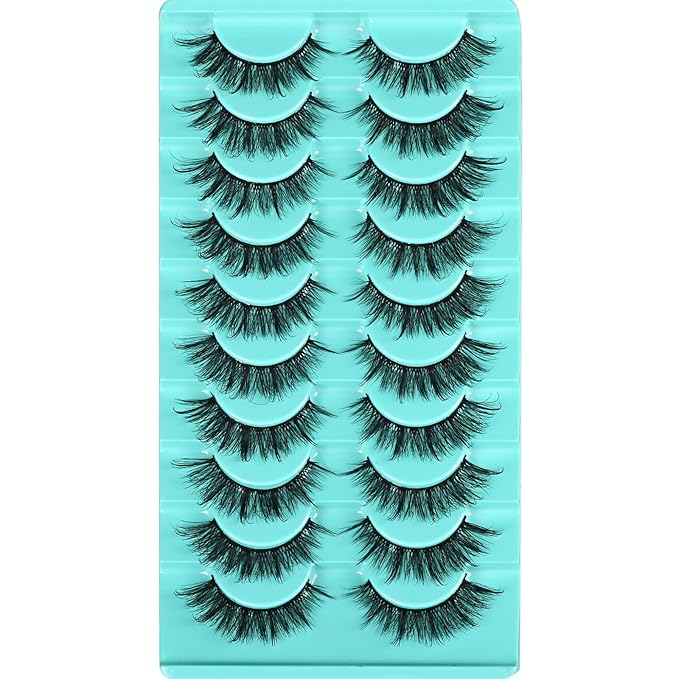 Mink Lashes Wispy Eyelashes Natural Fake Lash Pack Fluffy Lashes False Short Strips Eyelash 3D Cat Eye Pestañas Cluster Set that Looks Like Extensions for Daily Makeup (Hybrid+Wispy Lash)