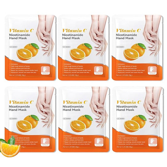 Hydrating Hand Masks, 6PCS Hand Mask Moisturizing Gloves for Men Women, Smooth Long Lasting Soft Exfoliating Hand Peeling Spa Mask Moisturizer Beauty Gift Set for Dry Cracked Rough Dull Hands（D)