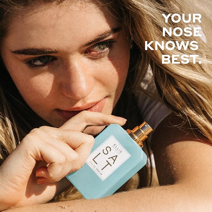 Ellis Brooklyn Salt Eau de Parfum, Fragrance with Ambergris, Tahitian Tiare, Ylang Ylang & Sandalwood - Tropical, Sensual Scent for Women - Vegan, Cruelty-Free Paraben-Free, 100ml / 3.4 Fl Oz