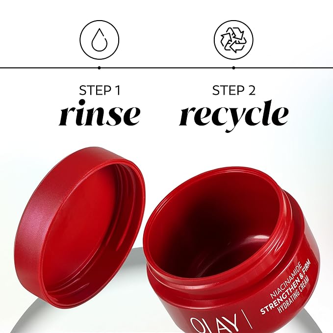 Olay Niacinamide Face Moisturizer, Strong & Firm Cream for Women, Anti-Aging, Anti-Wrinkle, Firming Skin Care, Evens, Hydrates to Repair Barrier, Recyclable Sustainable Eco Jar, Non-Greasy, 2 oz