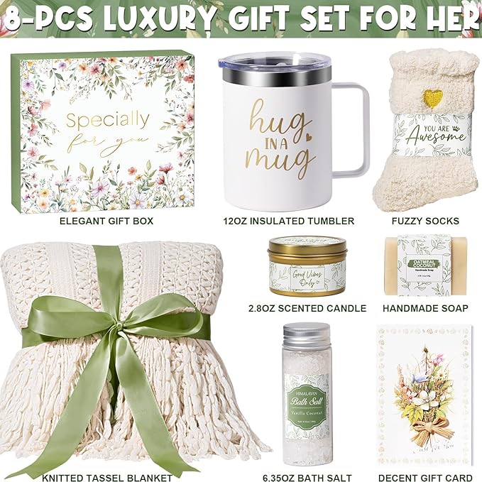 Self Care Gifts for Women Get Well Soon Gifts, Birthday Gifts for Women Care Package, Sympathy Gift Baskets Spa Gifts Thinking of You Mothers Day Inspirational Gifts for Mom Her Wife Friend Grandma