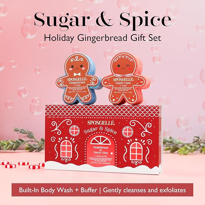 Spongellé Gingerbread Gift Set Body Wash Infused Buffers, Sugar & Spice