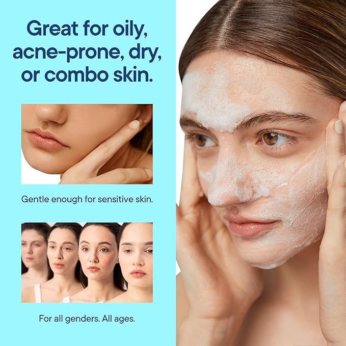 Facial Cleanser w/Organic Tea Tree & Salicylic Acid – Gentle Daily Foaming Gel Face Wash for Deep Cleansing & Makeup Removal – Unclogs Pores, Eliminates Dirt & Oil, (2 oz) 2 Pack