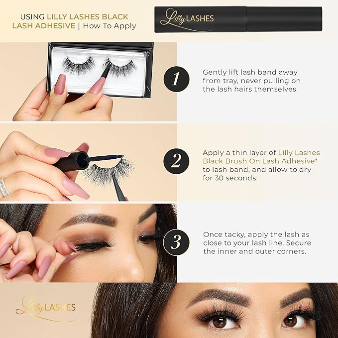 Lilly Lashes Miami 3D Mink Lashes, False Eyelashes Natural Look, Mink Eyelashes for Wispy & Natural Look, Reusable Up to 25 Wears, Fluffy Lashes