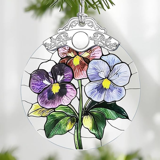 Christmas Ornaments: Stained Glass-Style February Birth Flower Ornament – Christmas Tree Decorations, Holiday Party Gifts, Mother's Day & Birthday Gifts for Women, Mom & Grandma | Birth Flower Gift