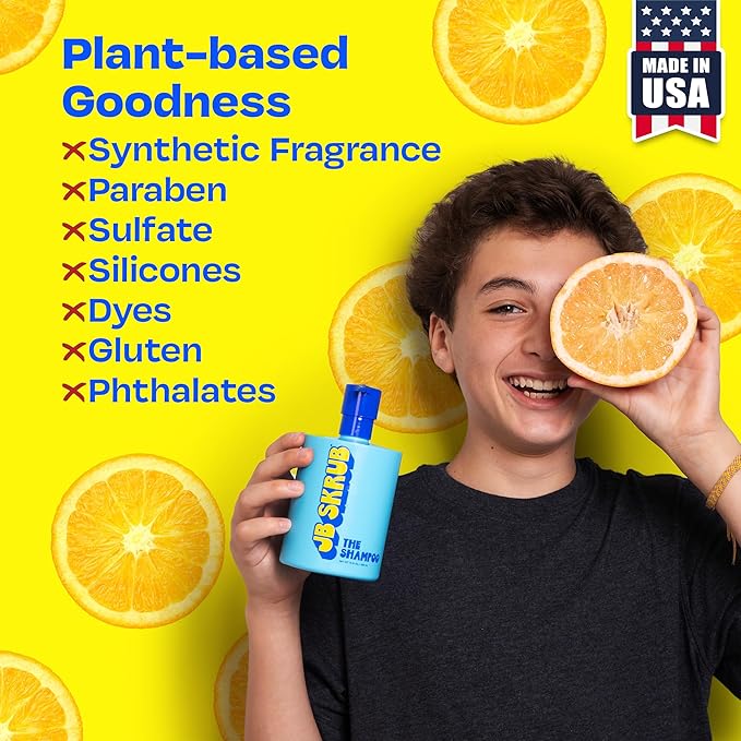 JB SKRUB The Hair and Body Wash Super Duo - No Harsh Ingredients - Conquer Adolescent Funk with Confidence - 14oz.
