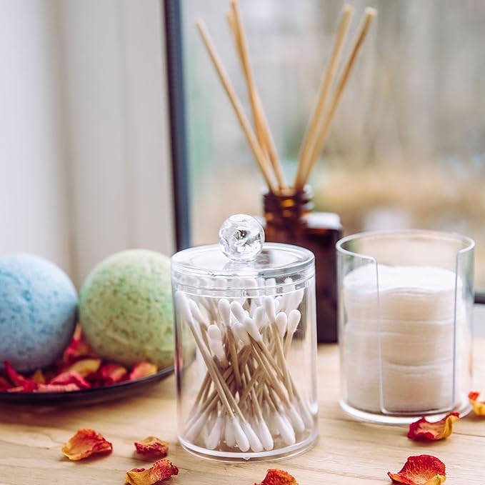 EXPRESSIONS 125pc Beauty Essentials Kit - Includes Cotton Pads - Rounds For Face & Cotton Swabs w/ Organizer - Beauty & Spa Skincare Accessories & Organizer Box