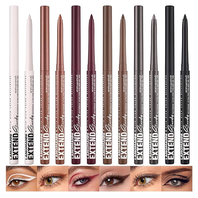 LANGMANNI 6Pcs Metal Colorful Eyeliner Pencil Set - Matte & Shimmer Eye Makeup,Smooth Use Long-Lasting & Waterproof Eyeliner Set(#01+05+07+09+10+11)