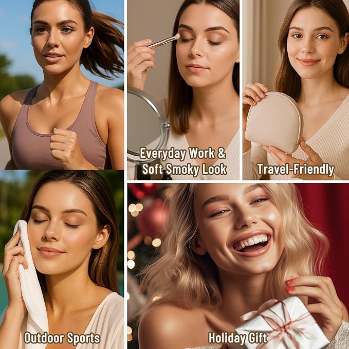 2PCS 6 Colors Mini Eyeshadow Palette Makeup with Brush Set Neutral Nude Eye Shadow Pink & Brown Matte Shimmer Make Up Pallet with Mirror Highly Pigmented Travel Size Gift Kit