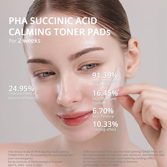 Re.SPN PHA Succinic Acid Calming Toner Pads – Daily Exfoliating, Hydrating and Soothing with CICA, Caffeine, Non-comedogenic, Vegan, Glass Skin, K-Beauty (7)