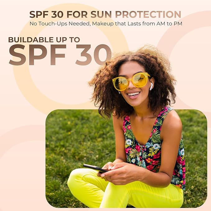 4pc Full Size Kit (Ebony Shade) Mineral Makeup Matte Translucent Loose Foundation + Kabuki Brush + Concealer + Finishing Setting Powder + Bare Face Full Coverage SPF 30 All Skin Types Waterproof