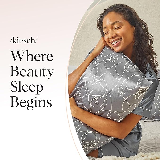 Kitsch Disney Mickey Mouse Satin Pillowcase with Zipper Softer Than Silk, Cooling Pillow Case for Hair & Skin, Wrinkle-Free, Machine Washable, Queen/Standard (19x26)