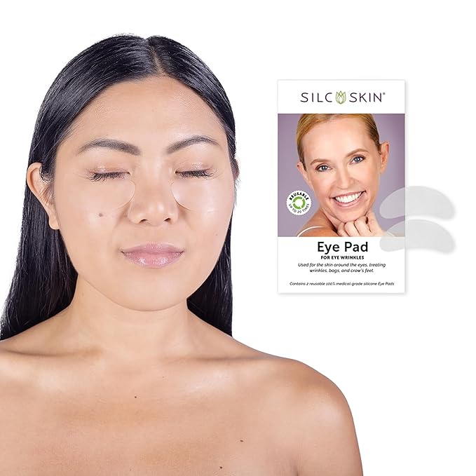 SilcSkin Silicone Eye Pads - Reusable Overnight Eye Patches, Medical-grade Silicone for Fine Lines, Crepey Skin, and Puffiness - 20 Day Supply