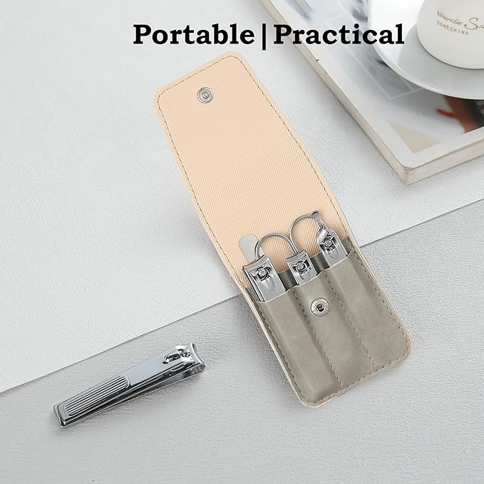 Nail Clipper Set Gifts for Men, 6 Pcs Case Fingernail Clipper Christmas Stocking Stuffers for Adults (Grey)
