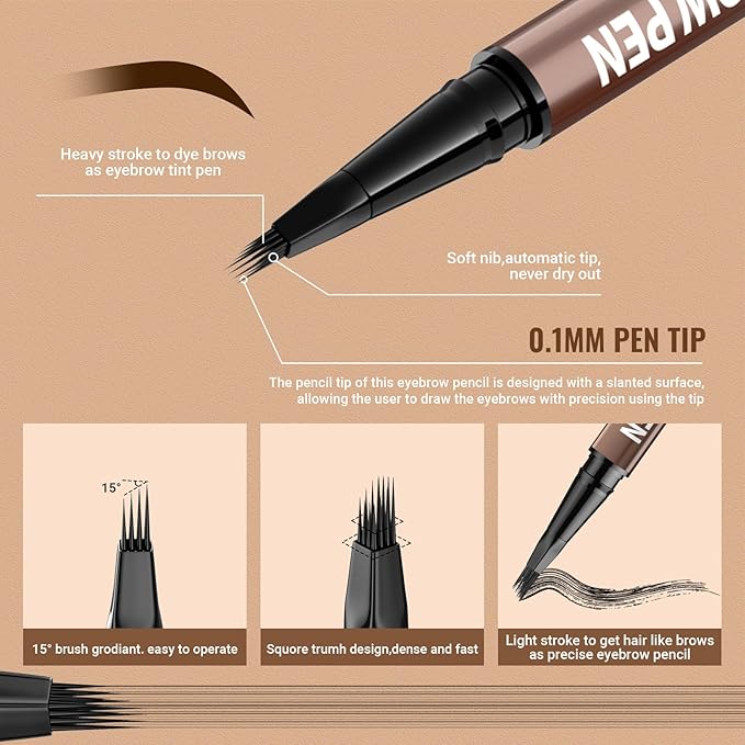 iMethod Eyebrow Pen - Eyebrow Pencil,2-in-1 Eyeliner Dual-Ended Microblading Eyebrow Pencil Long Lasting Waterproof Hair-Like Brow Pencil,with Eyebrow Brush,Eyebrow Pencils for Women,Grey