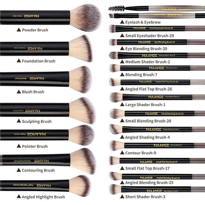 MAANGE Makeup Brushes 30 Pcs Makeup Kit, Multi-functional Makeup Tool Set with 20 Pcs Makeup Brush Foundation Brush Make up Brushes Set with Bag,Black