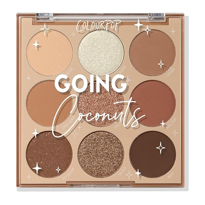 ColourPop Going Coconuts Eyeshadow Palette - Cool-Toned Neutral Eyeshadow Palette with Ultra-Velvety and Silky Finishes - High-Pigment Eye Makeup with a Long-Wearing Formula (0.3 oz)