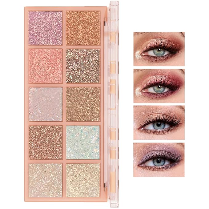 10 Colors Makeup Naked Eyeshadow Palette,Nude Matte Shimmer Eyeshadow Palette,Natural Glitter Pigment Eye Shadow Pallete Set Long Lasting & Waterproof Smokey Eye Professional Beauty Makeup Kit #7