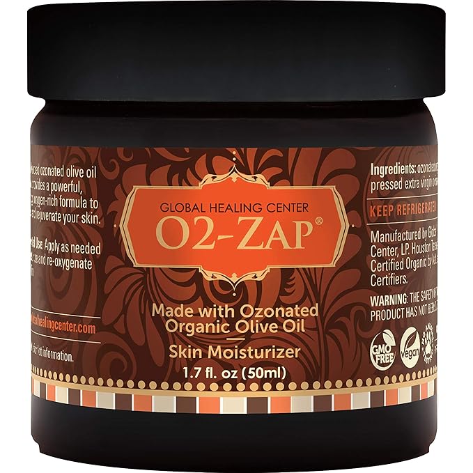Global Healing Center Skin Therapy-Organic Ozonated Extra Virgin Olive Oil Salve for All Skin Care Routines-Cold-Pressed Face & Body Moisturizer To Hydrate and Soothe Dry Skin to Soft & Smooth-1.5 Oz