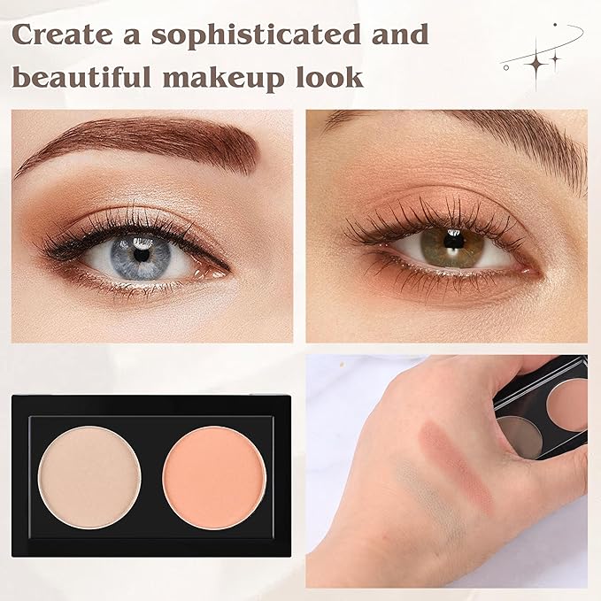 Duo Eye Shadow Powder，Nude Warm Matte Eyeshadow Makeup Palette，Neutral Shades Eyeshadow Palette for Woman Daily Eyes Looks，Highly Pigmented，Smooth, Blendable，sombras de ojos, Cruelty-Free 01