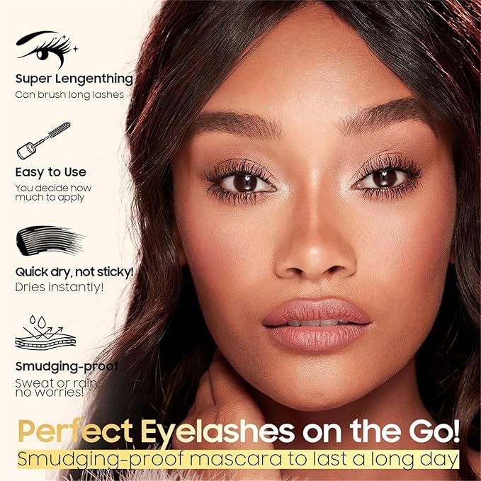 Tubing Mascara Instant Extensions, Black 2-1 Defining and Lengthening Mascara for Dramatic Lashes, Vegan & Cruelty | No Flaking and No Clumping (Pack of 1)