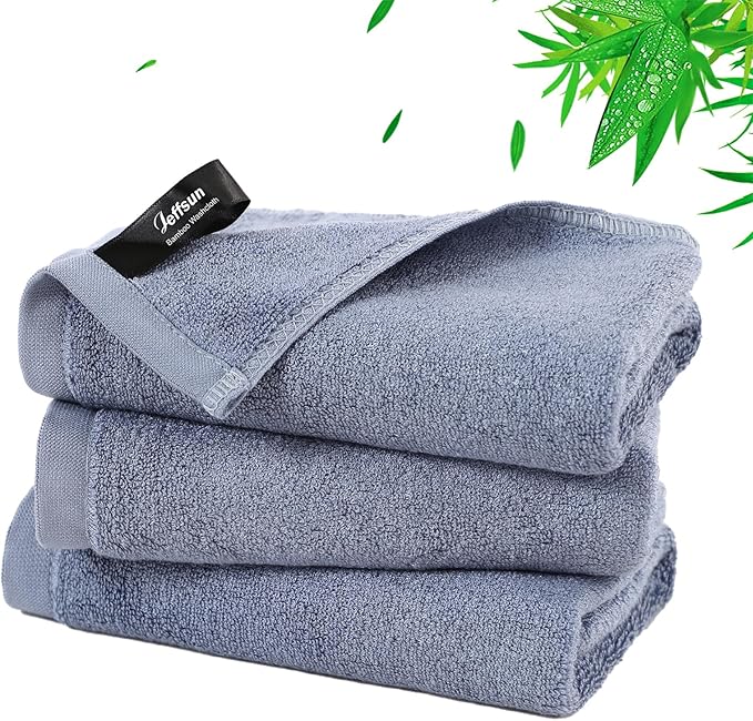 Reusable Makeup Remover Towels, 13x13 inch Extra Large Wash Cloths for Face and Body, Super Soft and Gentle Face Towel on Sensitive Skin, Easy to Rinse Fast Dry Denim Blue Facial Cleansing Cloths