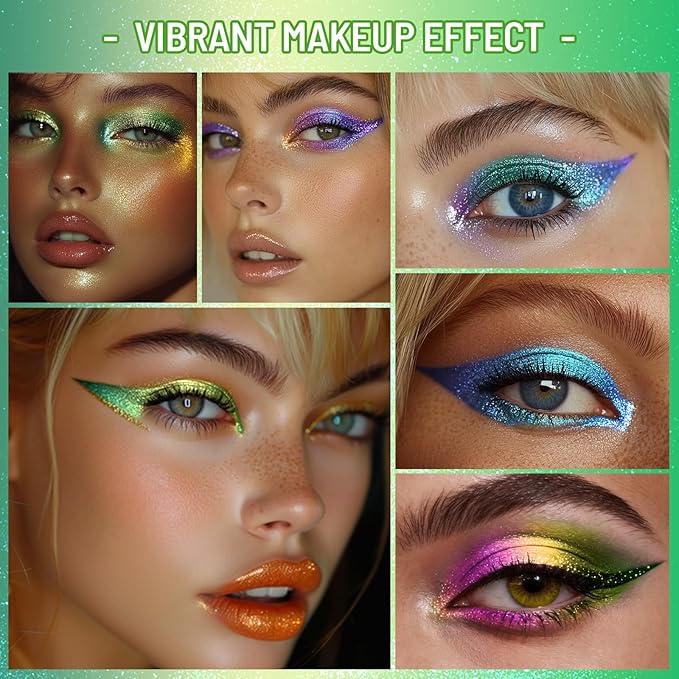 UCANBE Chameleon Eyeshadow & Eyeliner Gel Pencil-Multichrome Shifting Colors Metallic Glitter Eye Makeup,Waterproof Long-Lasting Smudge-Proof Multi-Dimensional Color (Forest Green to Chartreuse Gold)