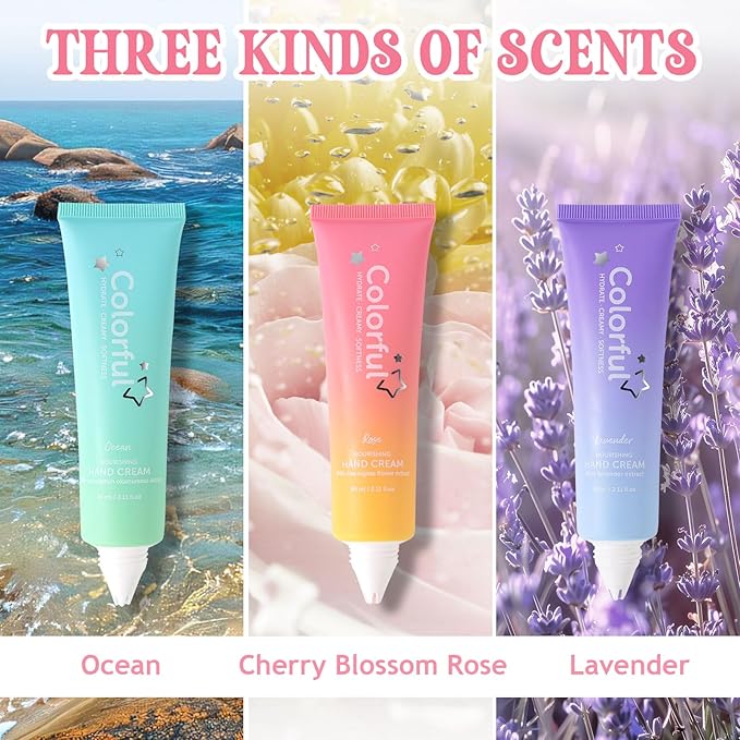Floral & Star Shaped Hand Lotion Set, 3 Pcs Gift Pack, 60ml Each, Lavender, Rose and Ocean Scent. Best for Women,Girls,Mothers Day Gifts,Teacher Appreciation Gifts.