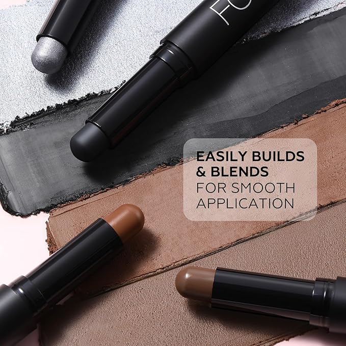 FOCALLURE 4PCS Cream Eyeshadow Stick Sets,Highlighter Eye Shadow Pencil with Crease-proof Formula,Long Lasting Waterproof Eyes Makeup,Smoked Bronze