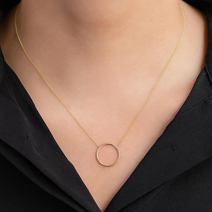 Dainty Gold Heart Necklace for Women - 14K Gold/Silver Plated Cute Heart Handmade Disc Circle Bee Choker Adjustable Necklace for Women Trendy Jewelry