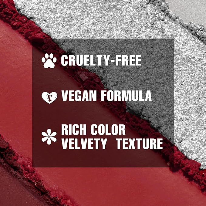 Black Red Eyeshadows Palette 9Color Pigmented Dark Red Black Grey Eye Shadows Long Lasting Eyeshadow Halloween Goth Eye Makeup-Black Red