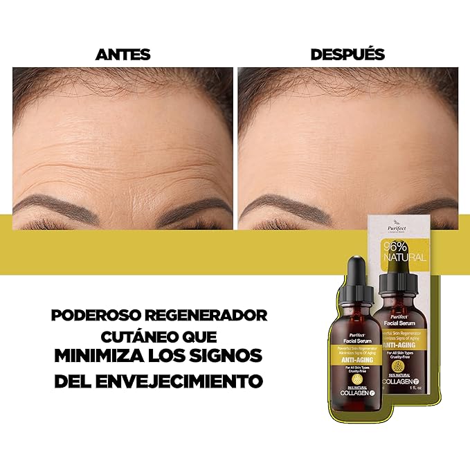 MADE IN USA 96% NATURAL COLLAGEN Facial Serum for Ultra Firming Lifting Anti Aging Plumping Skin with Ceramide Vitamin E 30ml 1fl oz - PURIFECT by Symphonty Beauty - Non Irritaging Formula (Collagen)