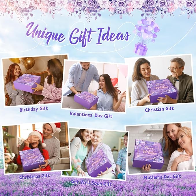12PCS Christian Gifts for Women Faith, Inspirational Gifts for Women, Religious Catholic Gifts Basket,Purple Birthday Get Well Soon Gifts, for Mom Her Wife Girlfriend Friend Sister