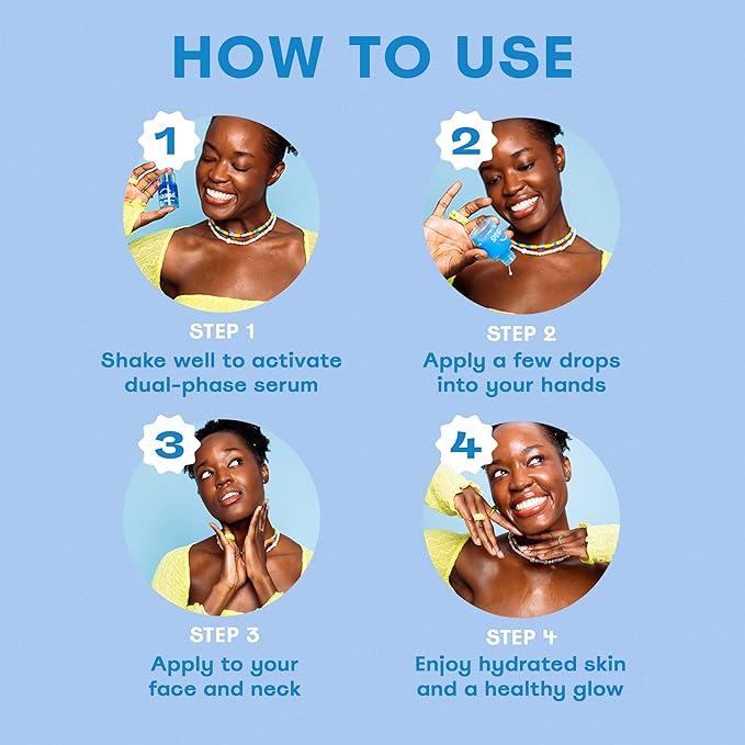 Squigs Bi-Phase Hyaluronic Acid Serum for Face - Ayurvedic Hydrating Face Serum with Niacinamide, Squalane & Turmeric for Moisturized, Glowing Skin - Vegan, Clean Beauty & Paraben Free - 1 FL OZ