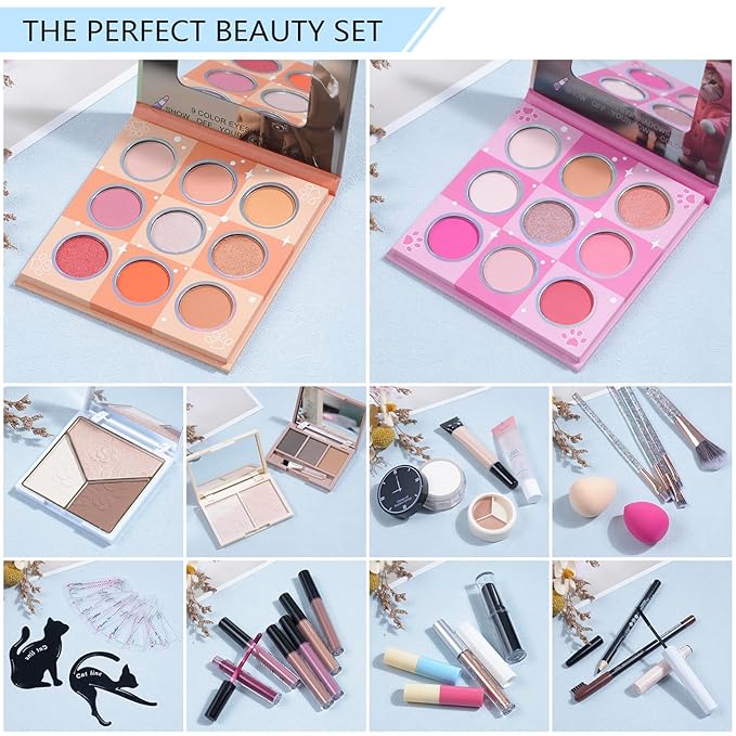 Makeup Kits For Girls Teens, Makeup Gift Set For Women with Eyeshadow Palettes, Brushes, Lip Gloss, Travel Make up Starter Kit For Beginners (C0934)