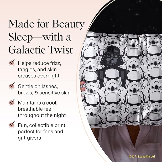 Star Wars x Kitsch Satin Pillowcase with Zipper for Hair & Skin, Softer Than Silk Pillow Cases Queen Standard Size, Wrinkle-Free Smooth & Cooling Satin Pillow Cover, 19x26 - Darth Vader Stormtroopers