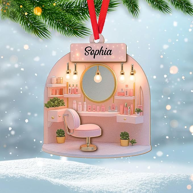 Personalized Makeup Tools Christmas Ornament 2025, Makeup Box Christmas Ornament Gift for Makeup Artist, Christmas Tree Decor for Makeup Shop, Gift for New Makeup Coworkers (Makeup 1)