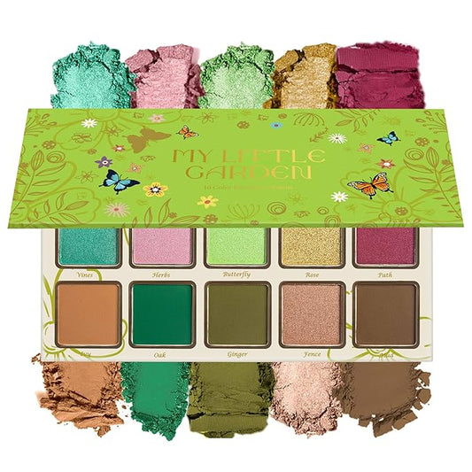 MAKI YIKA Green Eyeshadow Palette 10 Color Bright Emerald Olive Green Eye Shadow Shimmer Matte High Pigmented Long Lasting Glitter Eyes Makeup