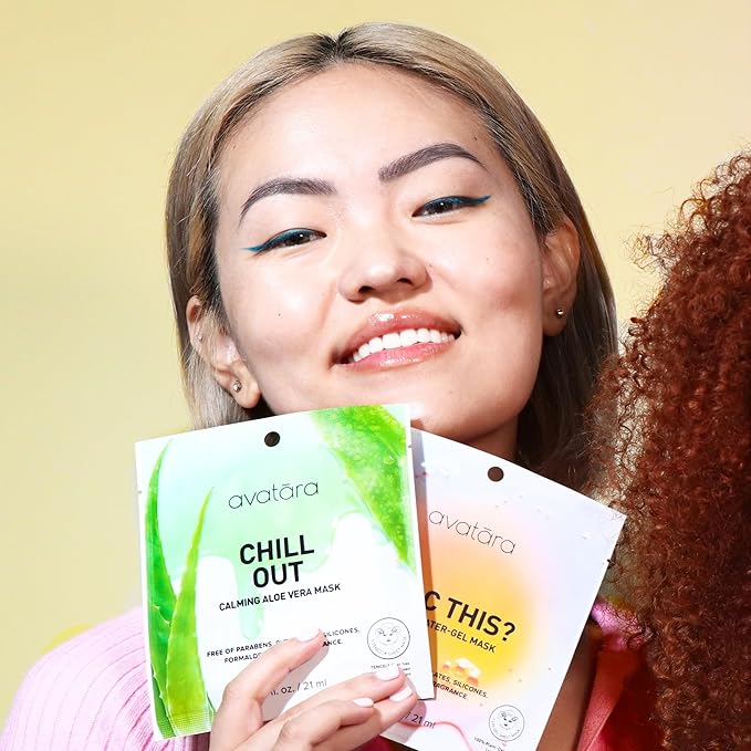 Avatara Sheet Mask Set, Facial Mask Variety Set of 10, Face Mask Skincare with Natural Extracts, Hydrating Face Mask Skin Care Set, Made with Tencel Fibers, All Skin Types, Teen Skincare, 10 Pack