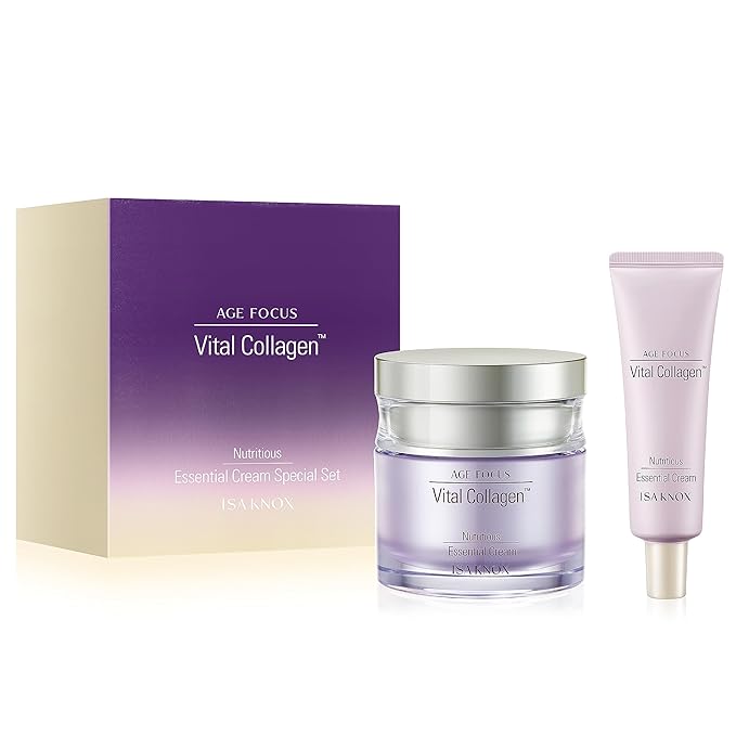 Isa Knox AGE FOCUS VITAL COLLAGEN Essential Cream (2.4fl oz) - Korean Skin Care, Moisturizer by LG Beauty. Hydrolyzed Collagen, Vitamins C, B12 & E.