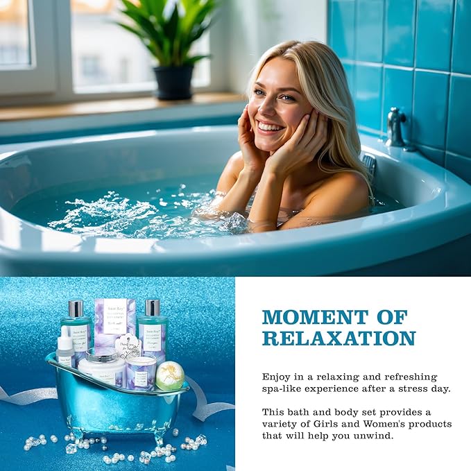 Fathers Day Gifts for Men Dad Luxury EUCALYPTUS & Mint Spa Gift Basket for Women, Unique Spa Gift Baskets Gifts, Home Spa Kit Bath and Body Gifts Set, Bath Gift Basket for Birthday Mother's Day Gifts