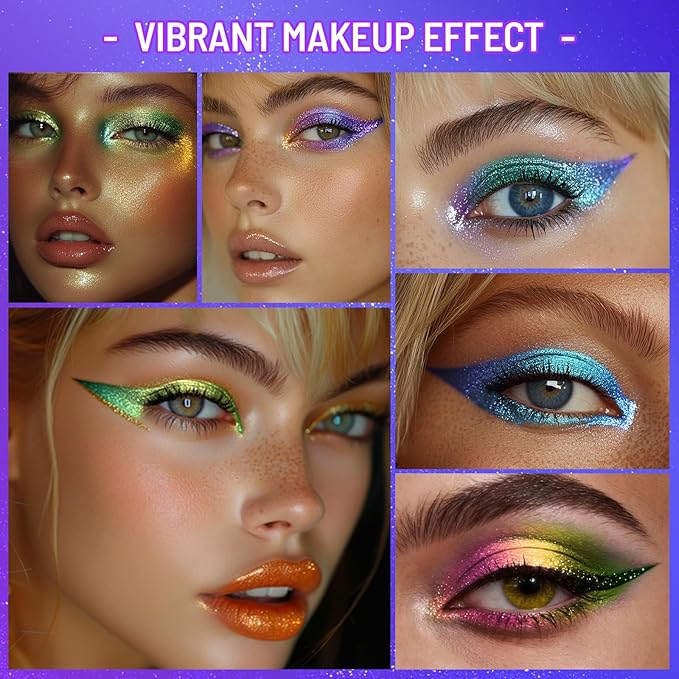 UCANBE Chameleon Eyeshadow & Eyeliner Gel Pencil-Multichrome Shifting Colors Metallic Glitter Eye Makeup,Waterproof Long-Lasting Smudge-Proof Multi-Dimensional Color (Periwinkle Blue to Deep Amethyst)