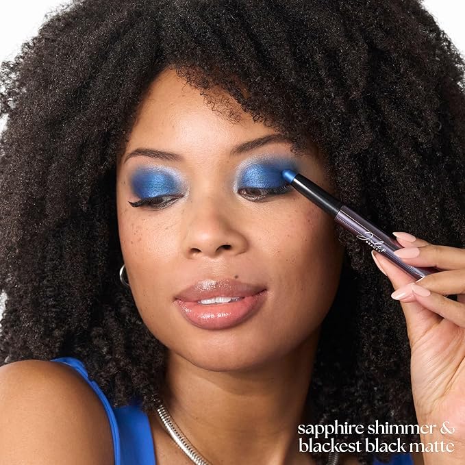 Julep Twice As Nice Eyeshadow Stick and Eyeliner Duo | Includes Eyeshadow 101 Creme-to-Powder Waterproof Shadow Stick, Sapphire Shimmer and All-Day Gel Eyeliner Pencil, Blackest Black