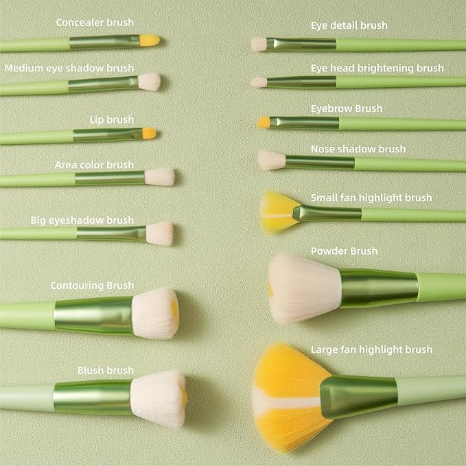Cute Makeup Brushes for Girls, 14pcs Eye Detail Brush Set Premium Synthetic Super Soft Foundation Face Eyeshadow Lip Fan Brush Set for Teens Girls Women