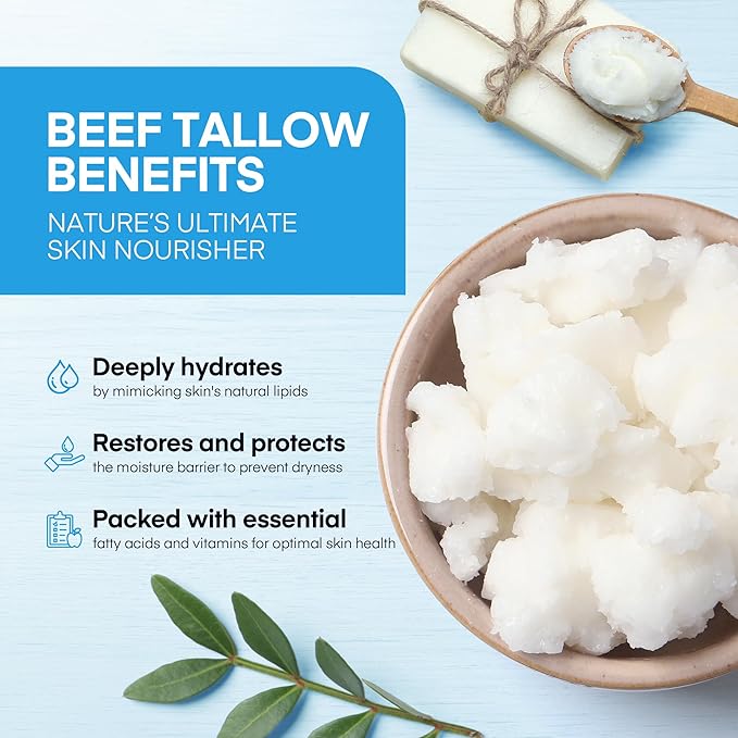 Copper Peptides GHK-Cu Beef Tallow for Skin: Blue Balm with Methylene Blue, Manuka Honey & Vitamin E – Natural Face and Body Moisturizer for Mature, Dry & Sensitive Skin – 2oz