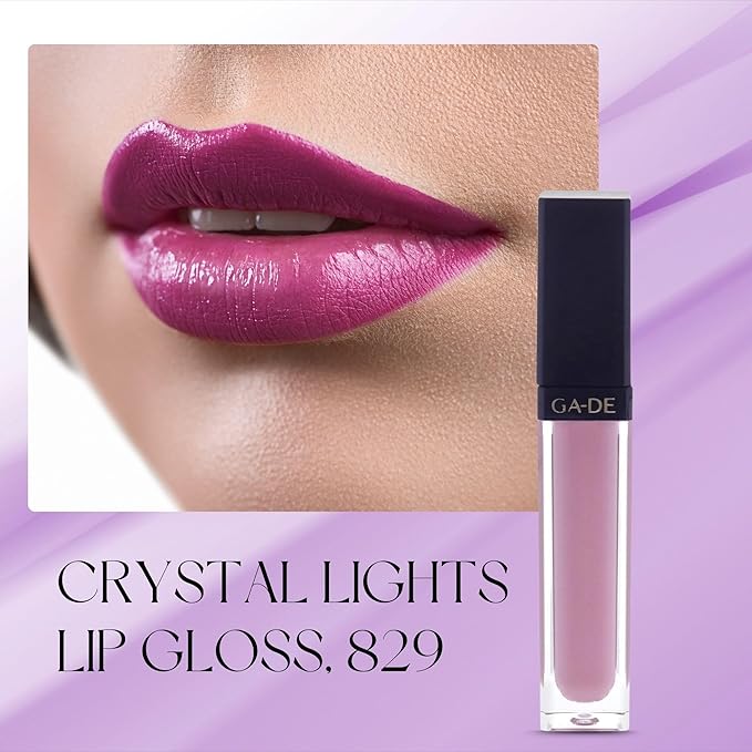 GA-DE Crystal Lights Lip Gloss, 829 - Enriched with Light-Reflecting Crystal Pearls - Smooth Silky, Rich Color - Moisturizes and Adds Shine - 0.2 oz