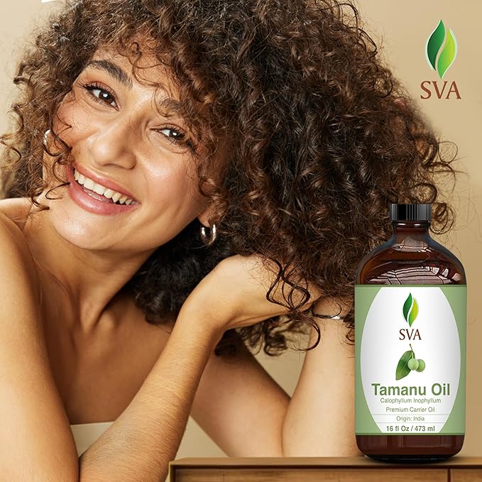 SVA Tamanu Seed Oil - 16 Fl Oz – 100% Natural Cold Pressed Tamanu Oil - for Face, Skin Care, Hair Care, Scalp Massage & Body Massage – Carrier Oil